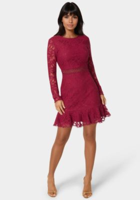 fitted lace wedding dress Bandage Mini Dress – bebe main image 1