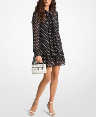 Michael Kors - Women's Dotted Pleated Bow Dress
