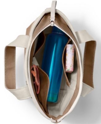 Small 3 Pocket Zip Top Canvas Tote Bag