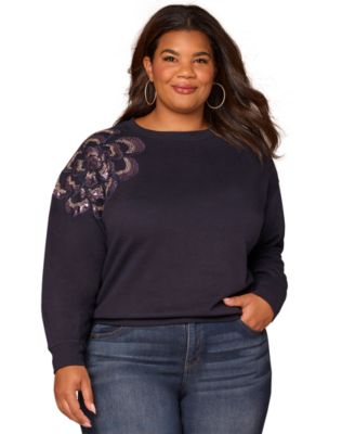 Democracy - Plus Size Embellished Crewneck Sweatshirt