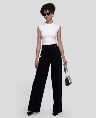Women's Double-Zipper Wide-Leg Pants