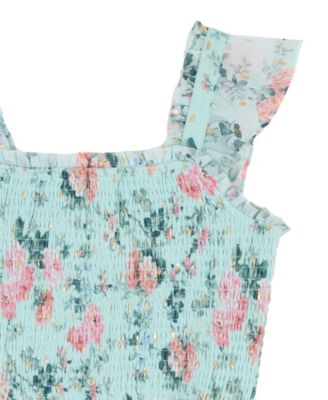 Girls 7-16 Floral Lurex Chiffon Smocked Dress
