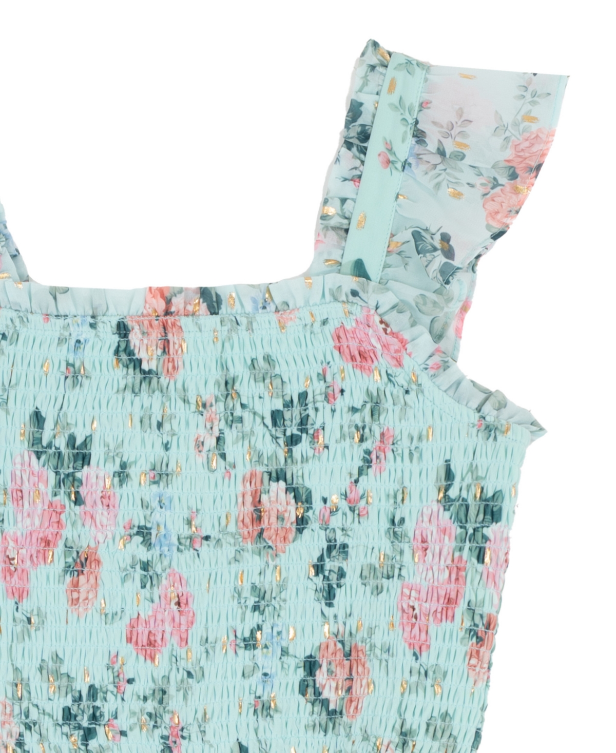 Rare Editions Girls 7-16 Floral Lurex Chiffon Smocked Dress