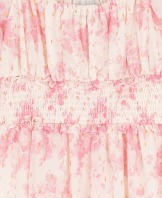 Girls 7-16 Floral Chiffon Square Neck Dress