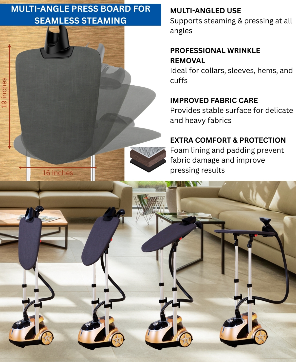 Salav Professional 60" Garment Steamer