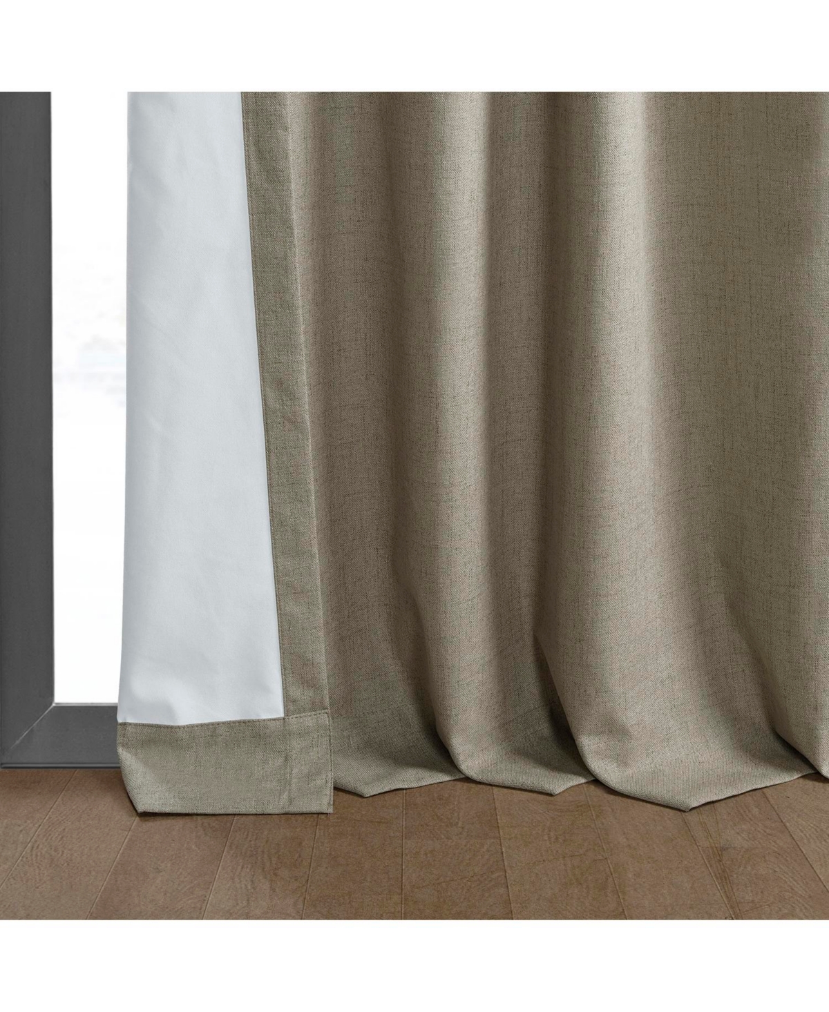 Half Price Drapes Warm Taupe Thermal Cross Linen Weave Blackout Curtain