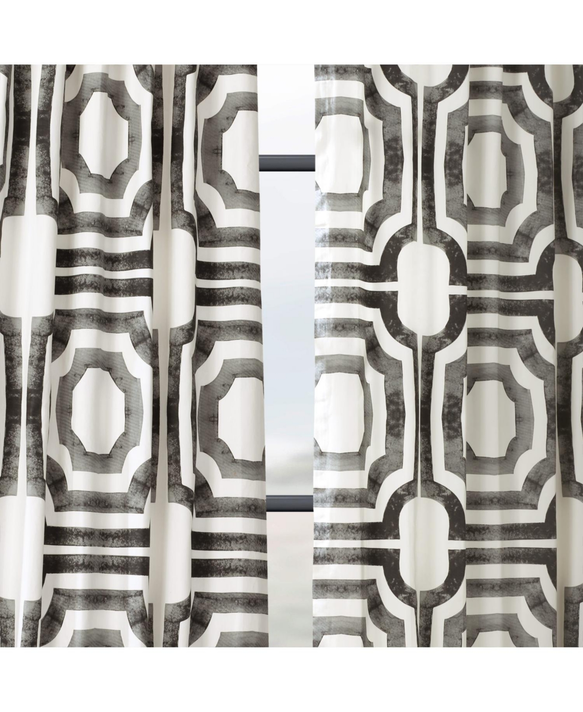 Half Price Drapes Mecca Steel Geometric Printed Cotton Room Darkening Curtain