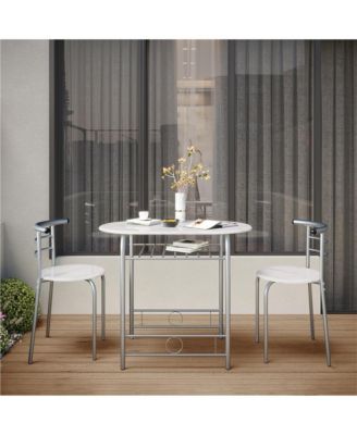 3-Piece Set, Metal Frame, Compact Dining Table with 2 Chairs