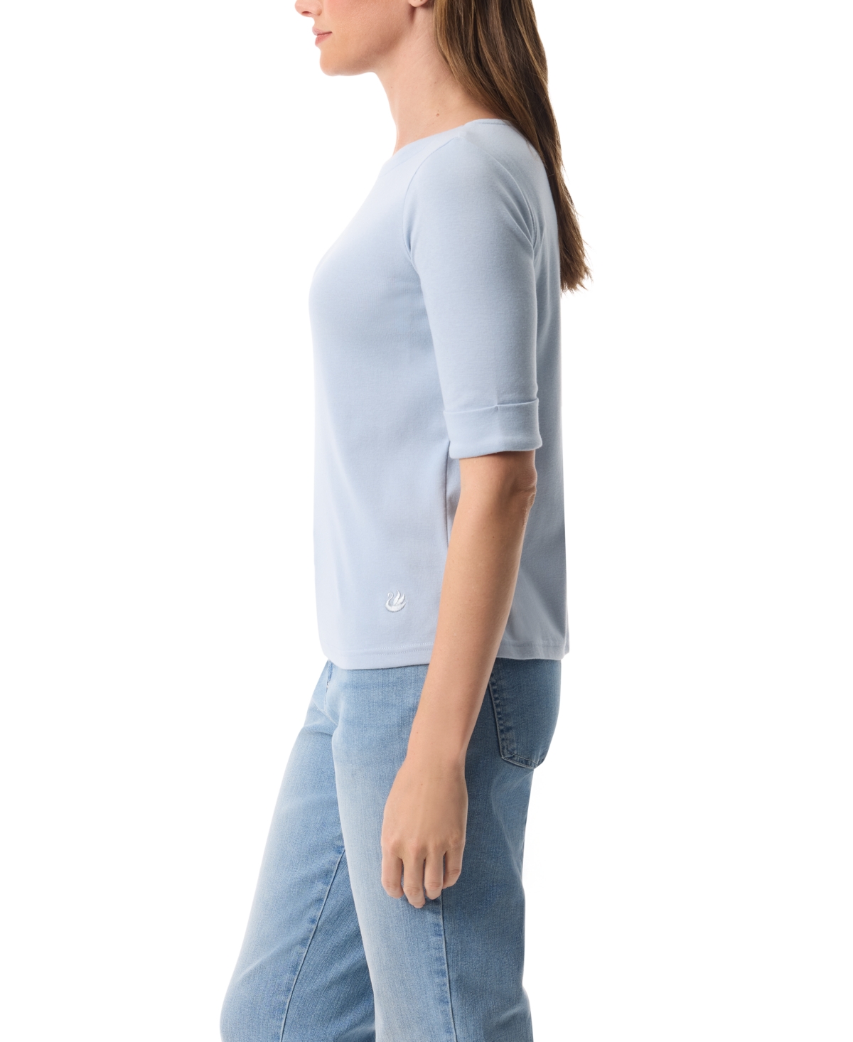 Gloria Vanderbilt Women's Alanis Printed Cuffed-sleeve T-shirt In Blue