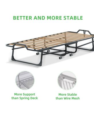Portable Folding Bed with Mattress & Metal Frame for Easy Storage, 75"x 31"