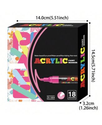 18-Color Acrylic Paint Pens Set – Permanent Poster Markers for Glass, Wood, Paper, Touch-Up Models, DIY Crafts & Art Projects