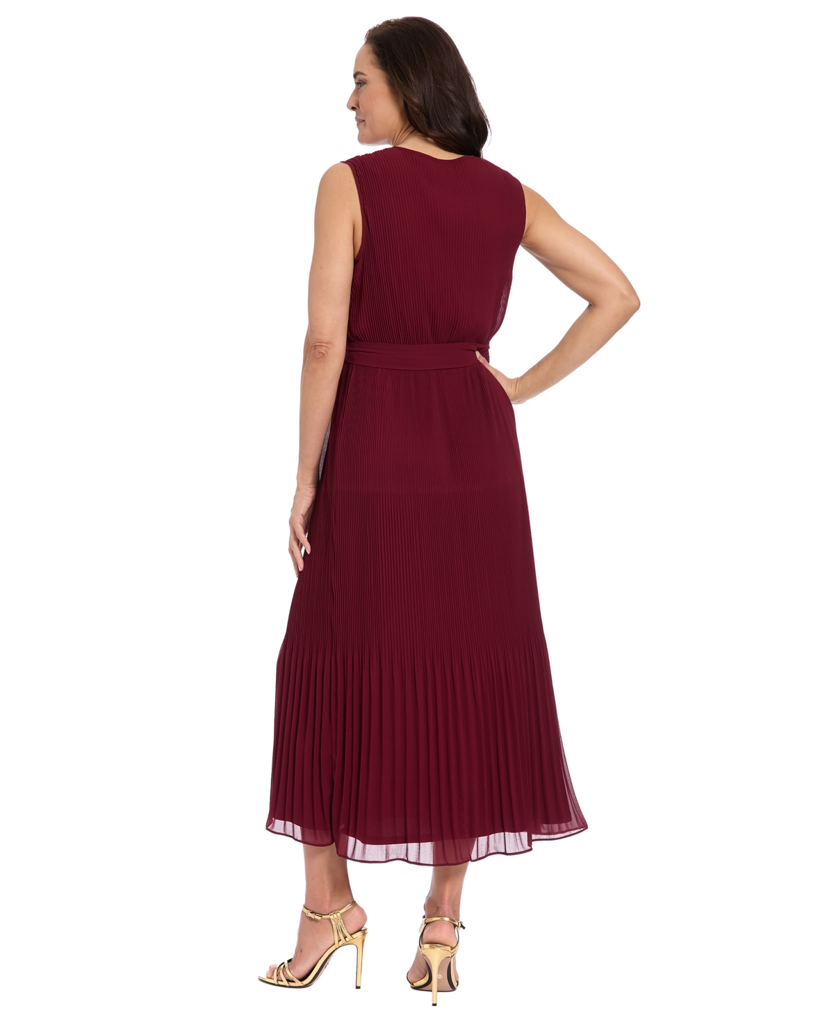 London Times Women's Pleated Midi Dress