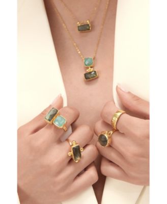 Nerissa Labradorite And Aqua Chalcedony Pendant Necklace