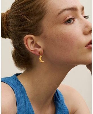 Star and Moon Drop Earrings