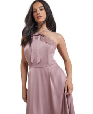 Women's Lace Detail Midi Prom Dress