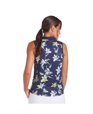 Mattr Lily Floral Womens Sleeveless Golf Polo