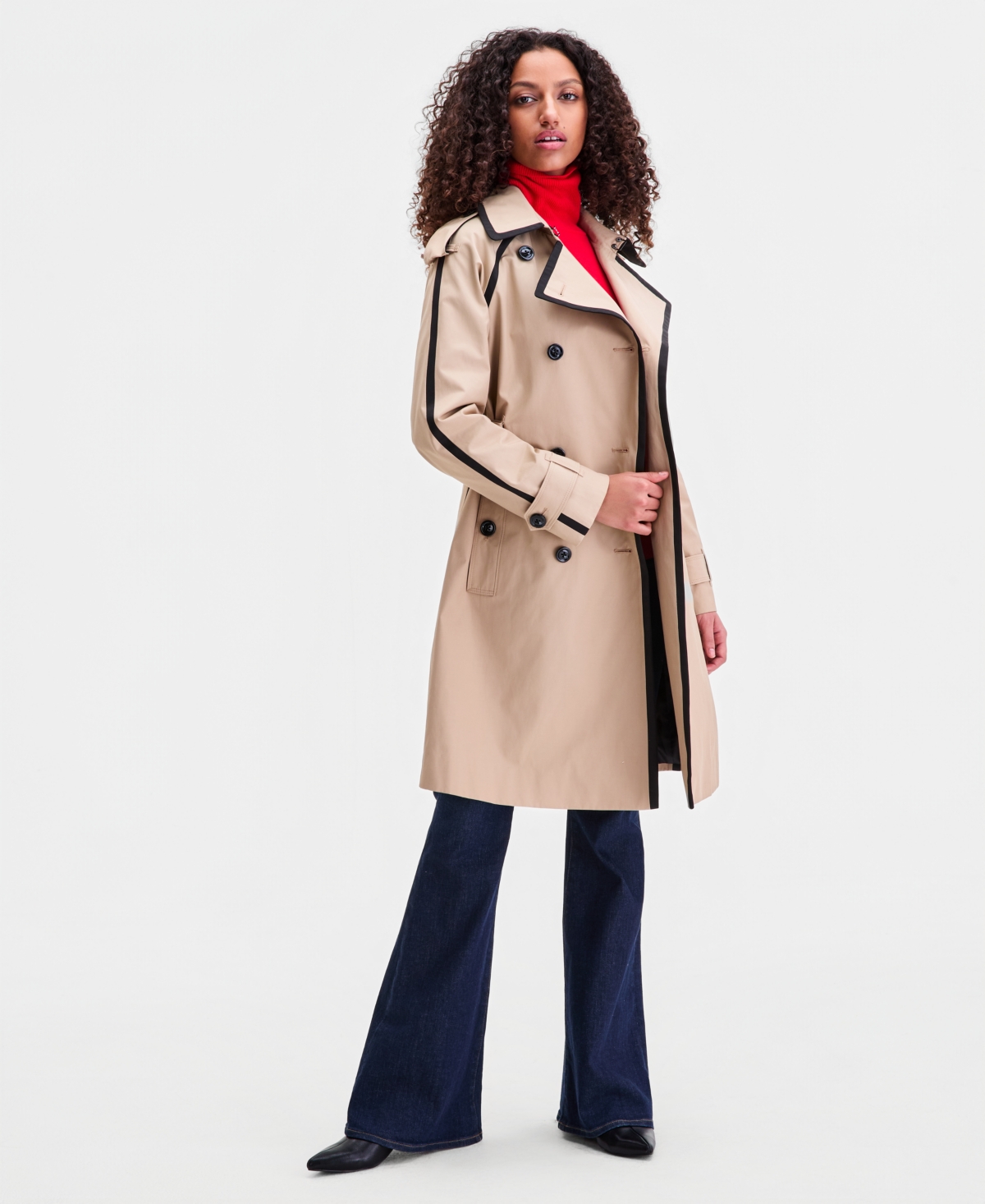 London Fog Women's Double-Breasted Belted Trench Coat