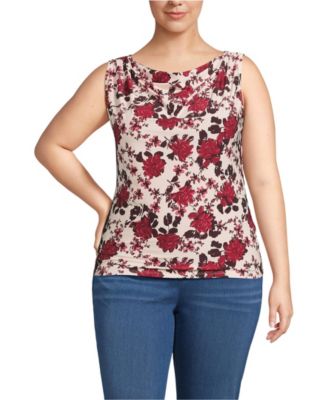 Women's Plus Size Sleeveless Silky Knit Drape Front Top