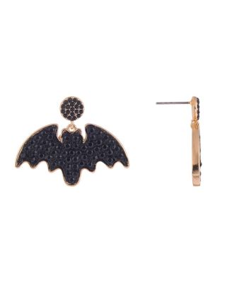 Black Stone Bat Earrings