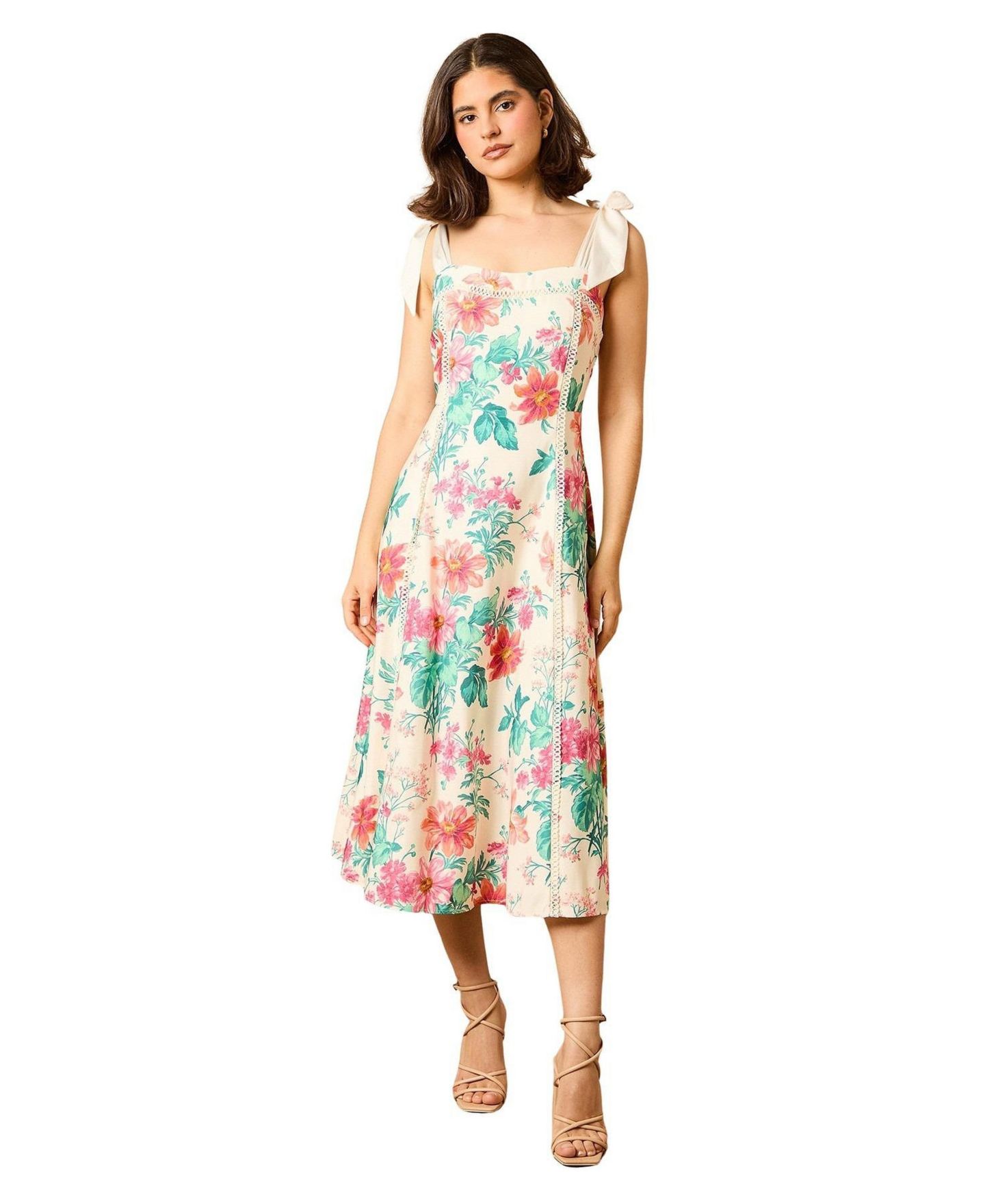 Женское платье Oasis Bow Strap Midi Prom, цвет: Разноцветный — фото 1