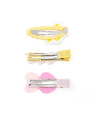 Girls Kids Hair Accessories-3pc Hair Clip Set - Heart & Daisy Charm