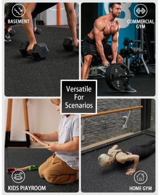 0.56" Interlocking Gym Flooring - 48 Sq Ft EVA Foam & Rubber Top Exercise Mats