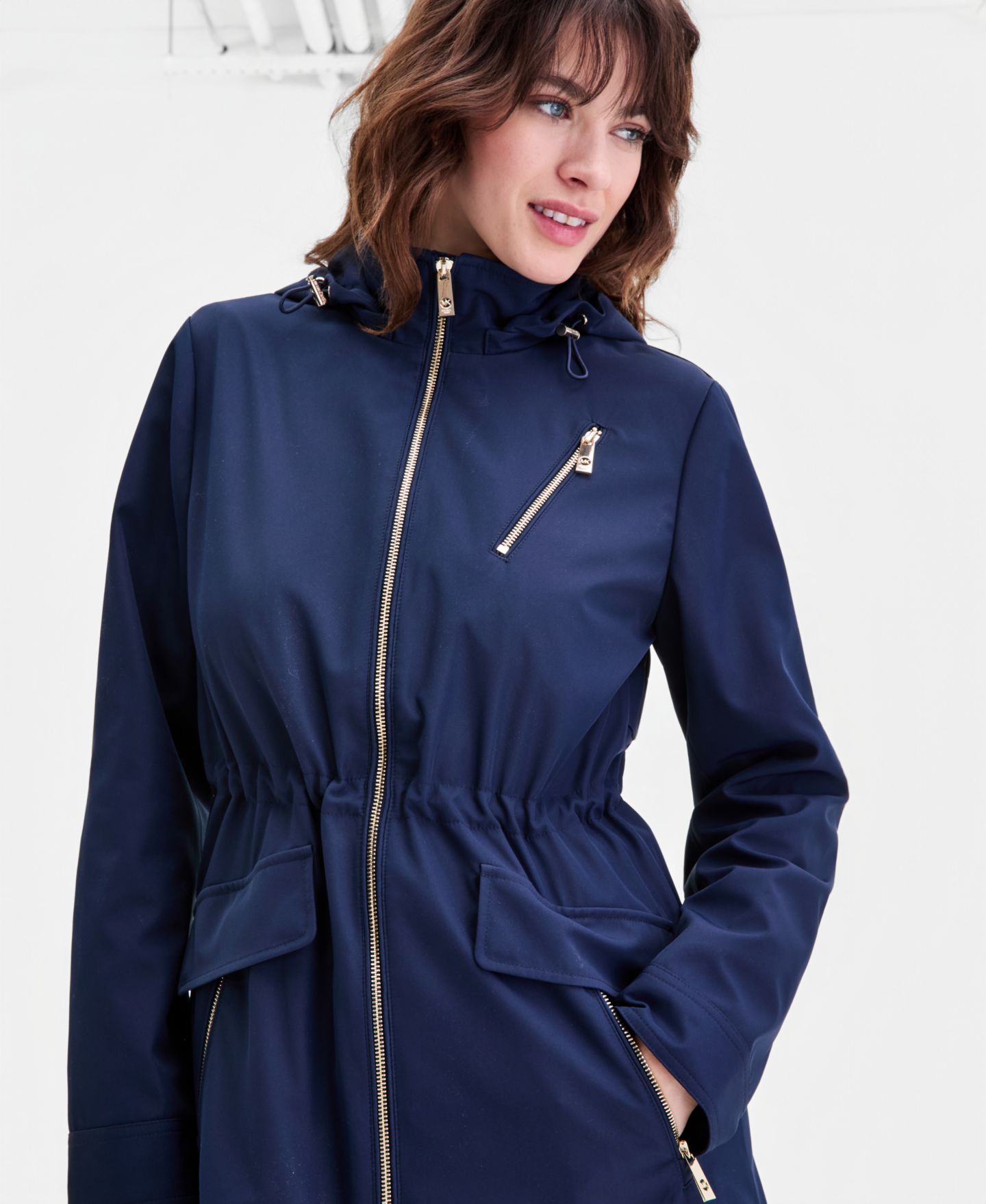 Женское пальто MICHAEL Michael Kors Petite Zip Front Anorak, цвет: Тёмно-синий — фото 2