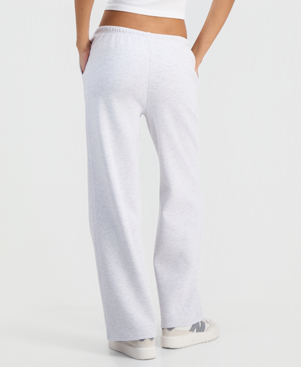 Pink Rose Juniors' High-Rise Straight-Leg Fleece Pants