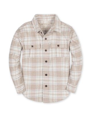 Toddler Boys Hope and Henry Organic Long Sleeve Flannel Shirt with Double Flap Pockets
