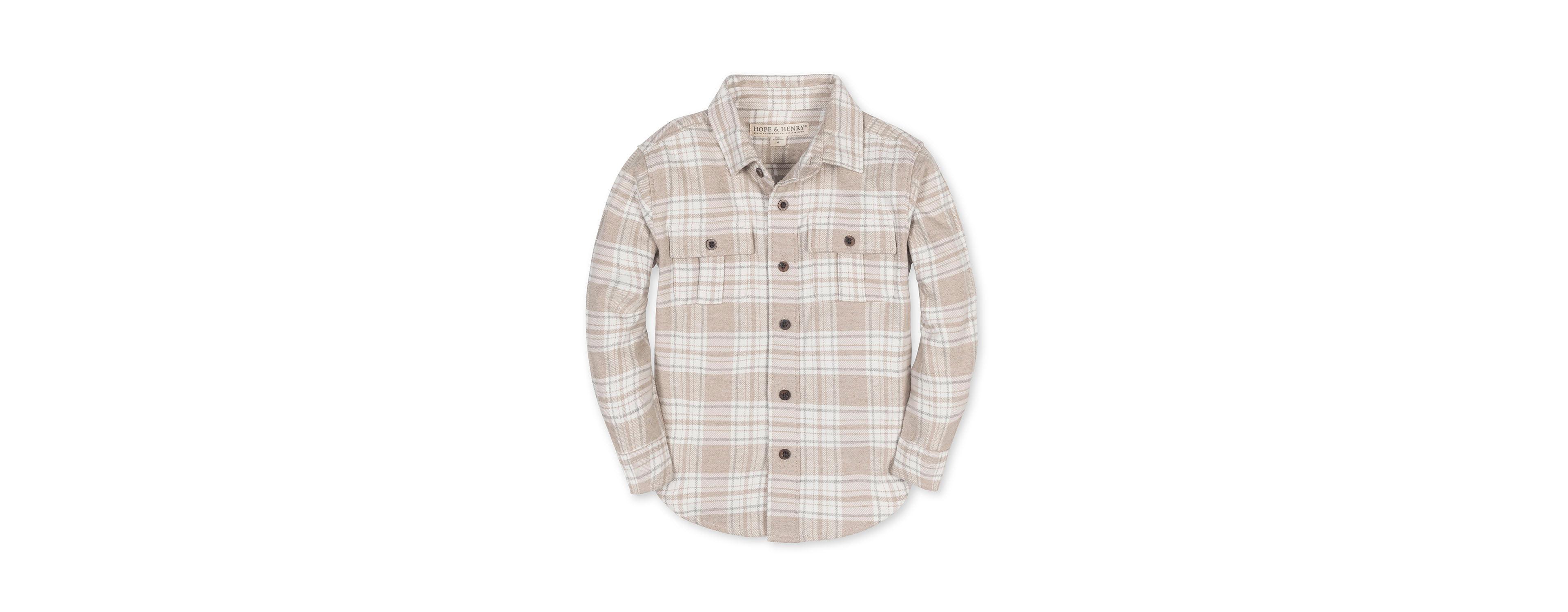 Hope & Henry Toddler Boys Organic Long Sleeve Flannel Shirt with Double Flap Pockets