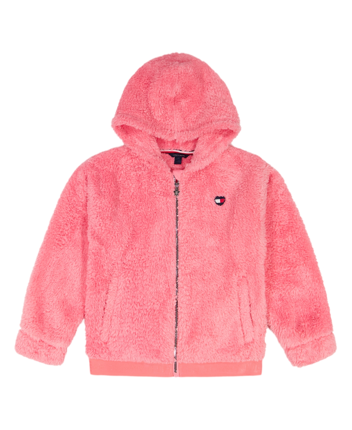 Tommy Hilfiger Girls 7-16 Minky Zip Up Loose Fit Hoodie In Pink