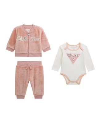 Baby Girls' Long-Sleeve Jacket, Bodysuit and Sweatpants, 3-Piece Set
