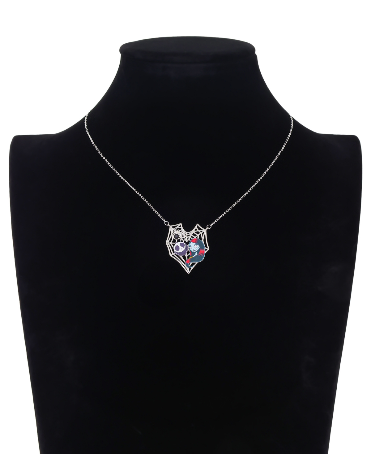 Disney Nightmare Before Christmas Sally And Jack Crystal Pendant Necklace In Metallic
