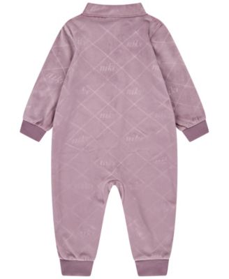Baby Girls' Velour Monogram Coverall