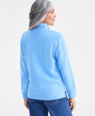 Women's Textured Mock-Neck Quarter-Zip Sweatshirt, Macy's Exclusive