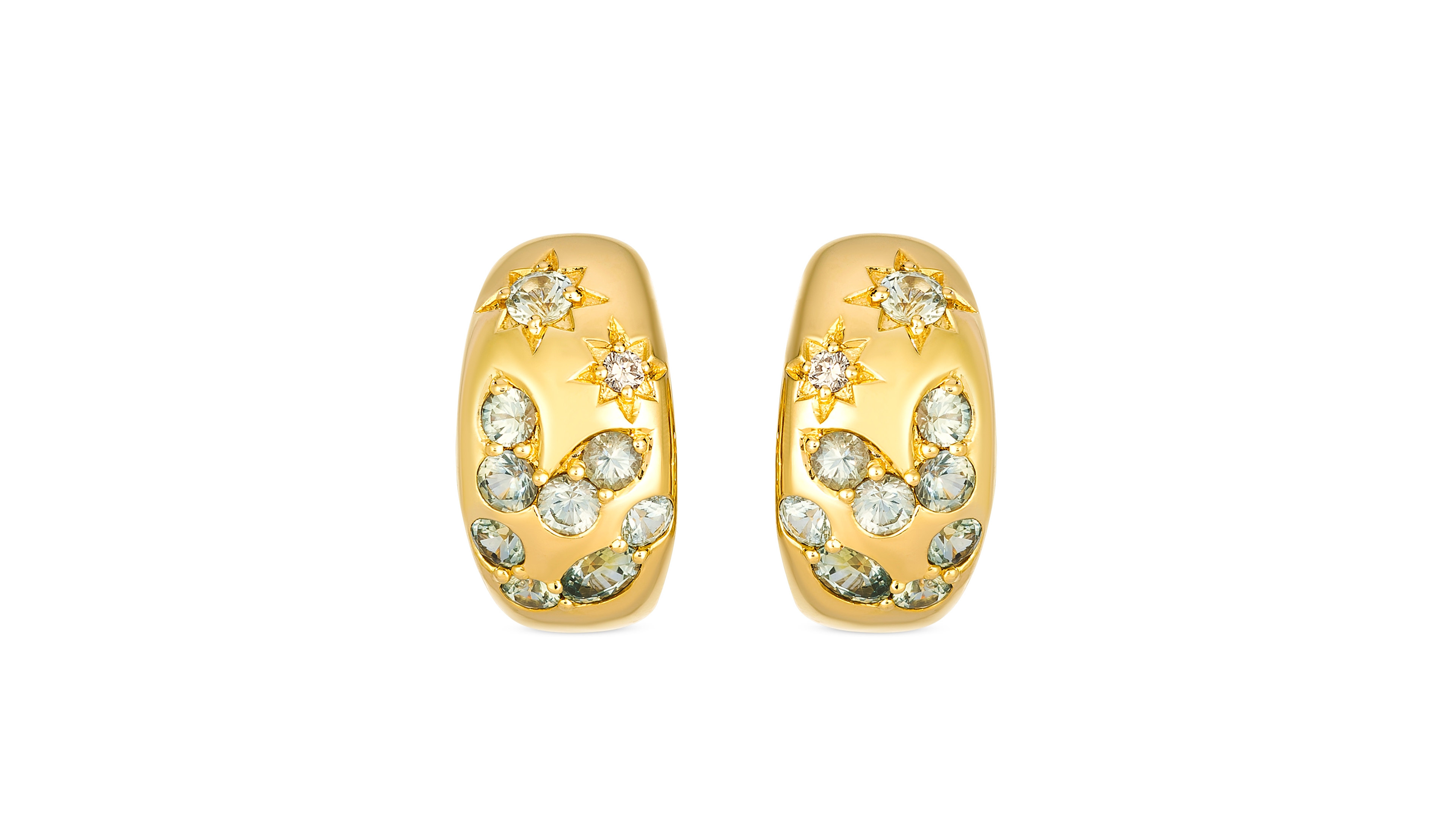 Le Vian Nude Diamond (0.05 ct. t.w.) and Montana Sapphire (1.66 ct. t.w.) Hoop Earrings in 14K Honey Gold