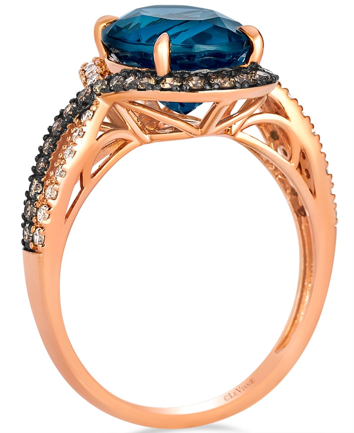 Le Vian London Blue Topaz (4 Ct. T.w.), Chocolate Diamond (0.23 Ct. T.w.), And Nude Diamond (0.19 Ct. T.w.)  In Blue
