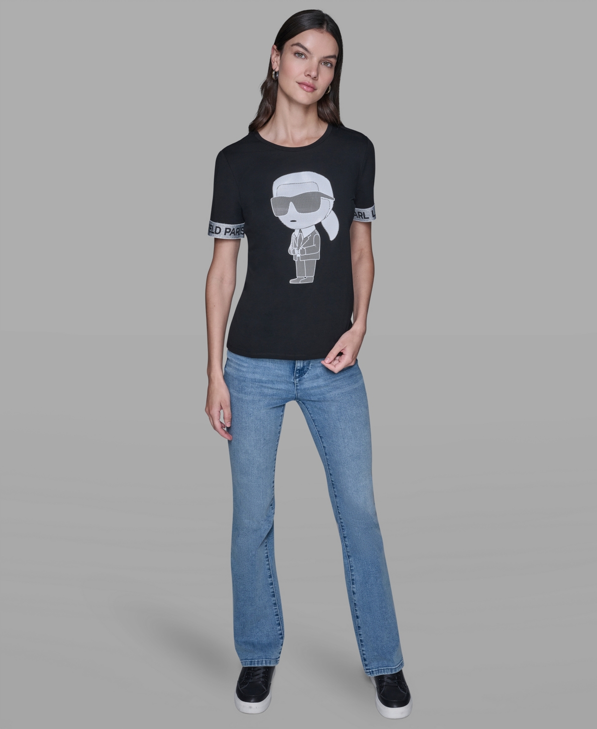 Karl Lagerfeld Women's Logo Detail Short-sleeve T-shirt In Black