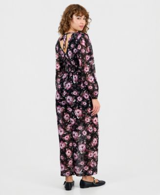 Petite Floral V-Neck Long-Sleeve Jumpsuit, Macy's Exclusive 