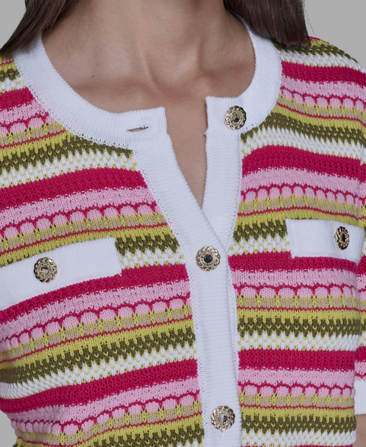 Karl Lagerfeld Paris Women's Stripe Knitted Crewneck Top