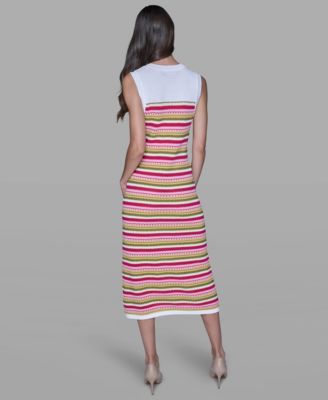 Women's Striped Sleeveless Sweater Dress