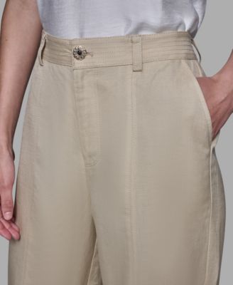 Women's Linen-Blend Straight Pocket Detail Pants