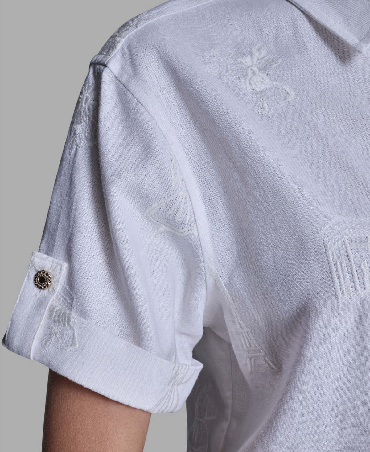 Karl Lagerfeld Paris Women's Tonal Embroidered Top