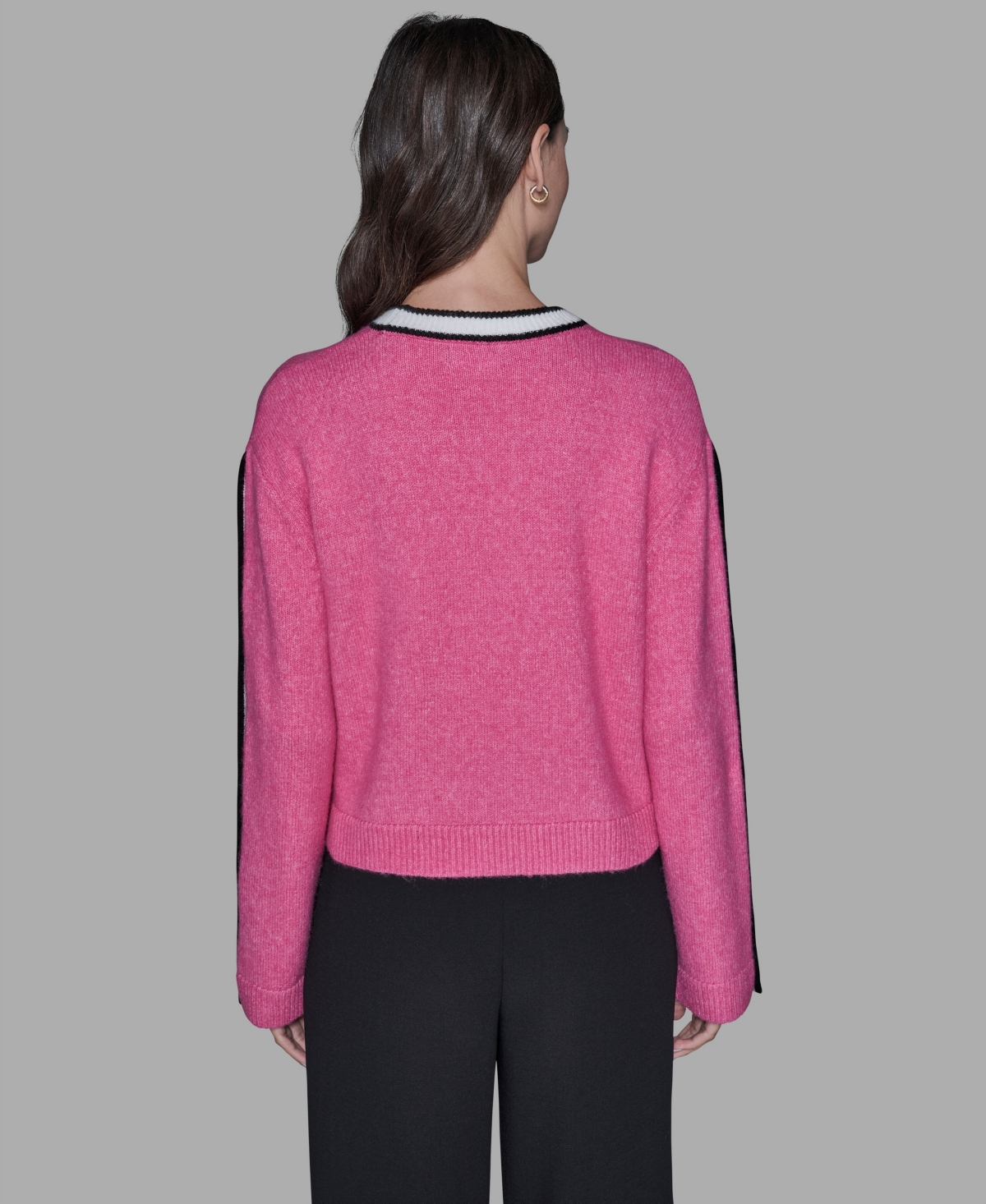 Karl Lagerfeld Women's Contrast Trim Pull-on Sweater In Pink