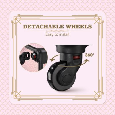 Rolling Makeup Case on Wheels Travel Suitcase Salon Art Deco Bloom