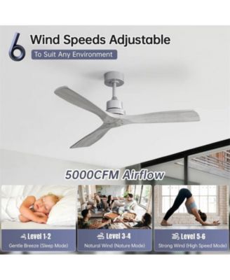 52-inch Modern Silver 3 Blades Walnut Ceiling Fan with 6 Speed Remote control and Timing and Forward Reverse Rotation Function for Indoor