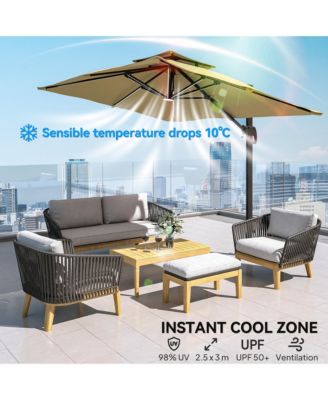 10ft Solar LED Cantilever Umbrella, Offset Hanging Umbrella