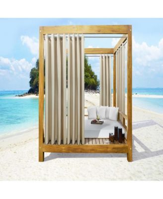 Seascapes Light Filtering Provide Privacy and Shade Grommet Outdoor Panel Pair Each 50" x Linen