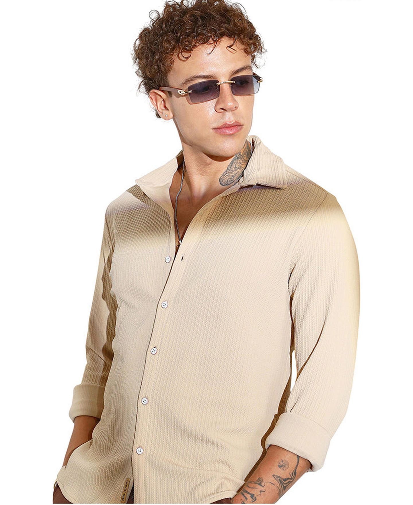 Мужская рубашка Cahoot Campus Sutra Butter Yellow Stripe-Creased, цвет: Жёлтый — фото 1