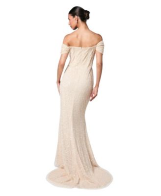 Women's Sequin Bardot Maxi Bridesmaid Dress